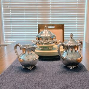 Vintage Silver-Plated Creamer, Sugar and Covered Dish Set - Elegant Home Dining